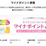 ひとり5000円分のマイナポイント、9月から開始！我が家は買い物でよく使う楽天カードでポイントをもらう予定です